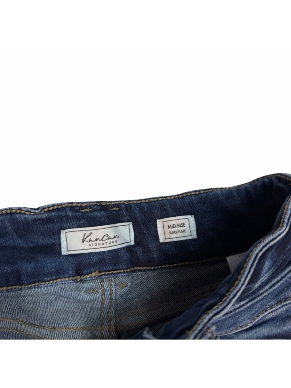 Kancan Signature Mid Rise Super Flare Jeans Size 26 Distressed Raw Hems VBK2079L - Picture 5 of 13